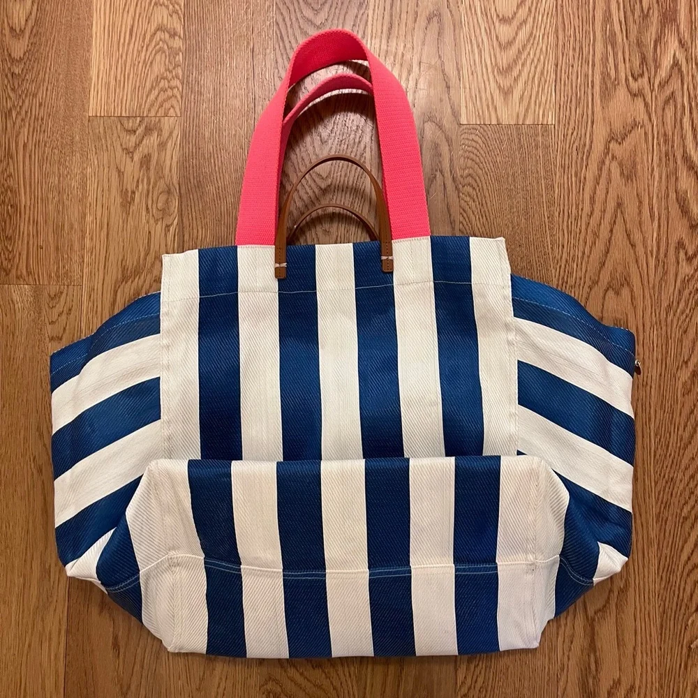Clare V Beach Tote - Blue White Stripe - Picture 5 of 10